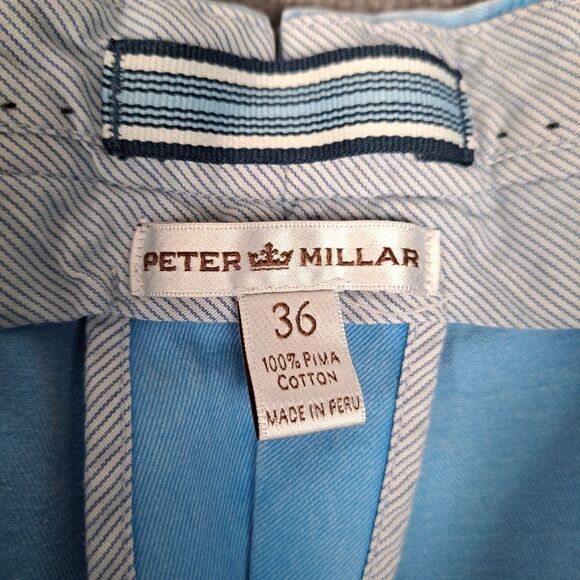 Peter Millar Pants Men's 36 Blue Chino Khaki Preppy Golf Pima Cotton Preppy - Picture 3 of 15